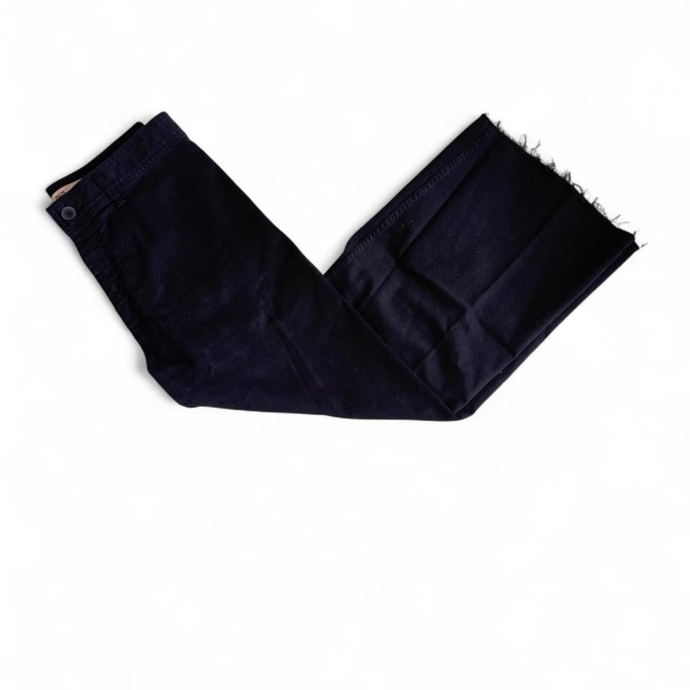ZARA Womens Black Wide Leg Raw Hem Pants Size 14 Minimalist Casual Street Style - Picture 5 of 5